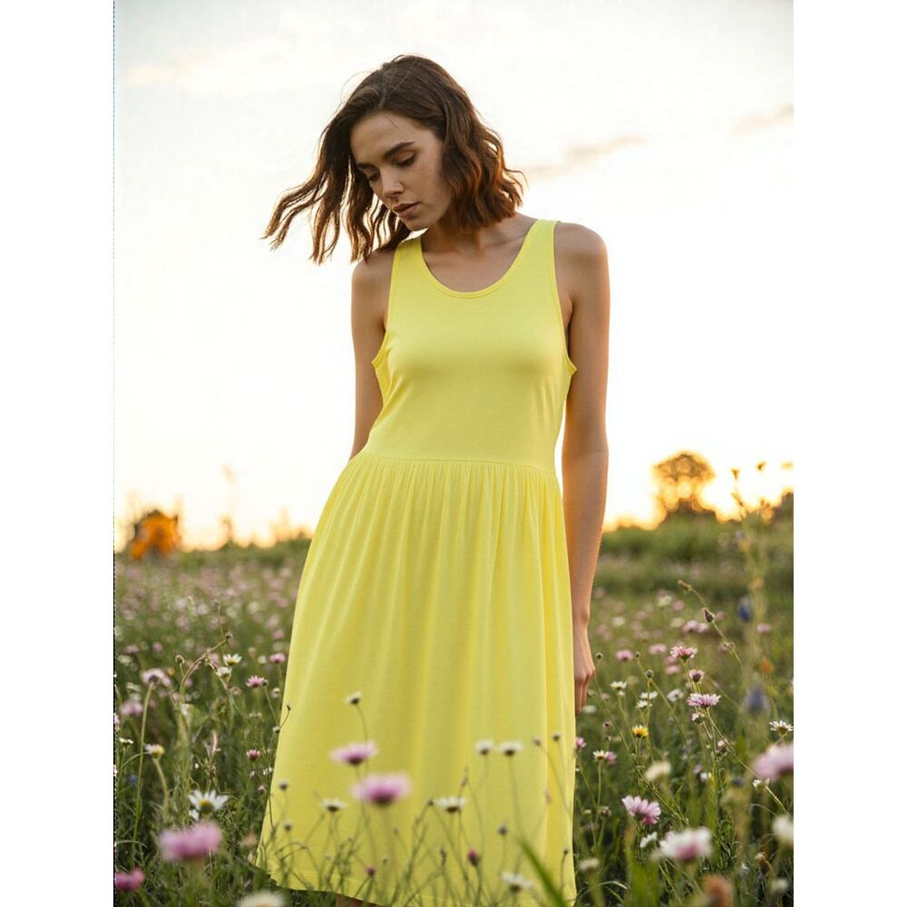 Women‎ Dress Longyuan Women Sleeveless Dress Size Medium Yellow